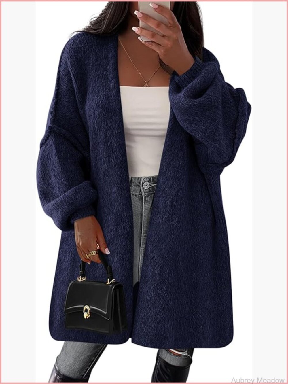 Oversized Open Front Long Cardigan Coat Knit Sweater Jacket